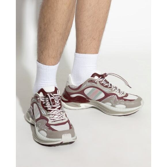 Men's Gucci 2.0 sneakers in white/gray/burgundy size 9 made in Italy - Picture 2 of 15